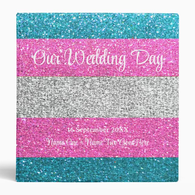 Colourful Glitter LGBTQ Wedding Photo Album Recipe Binder (Front)
