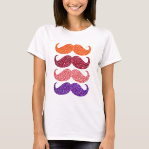 Colourful Glitter Moustache T-Shirt