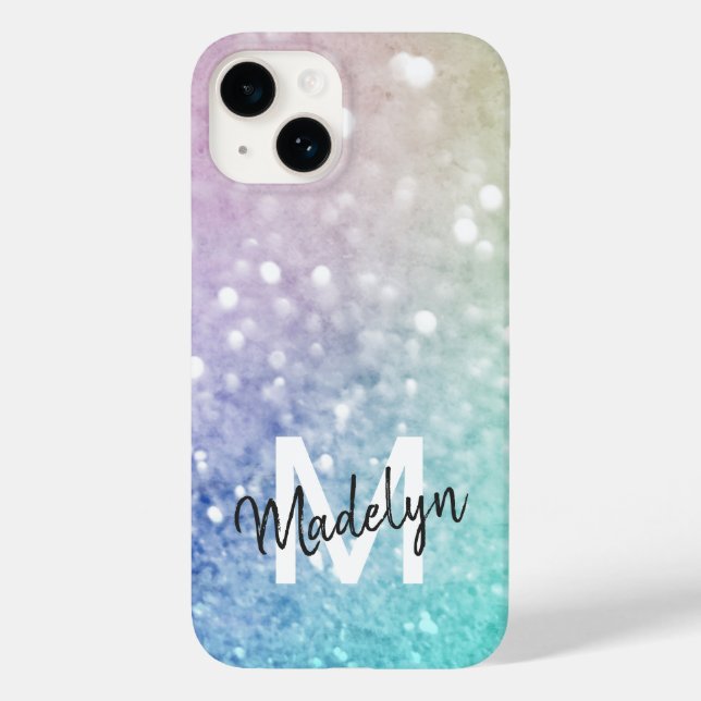 Colourful Glitter Pretty Bokeh Monogrammed Case-Mate iPhone Case (Back)
