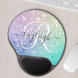 Colourful Glitter Pretty Bokeh Monogrammed Gel Mouse Pad<br><div class="desc">Easily personalize this elegant colourful bokeh glitter pattern with your custom name and/or monogram.</div>