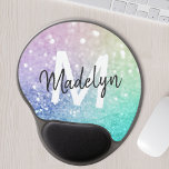 Colourful Glitter Pretty Bokeh Monogrammed Gel Mouse Pad<br><div class="desc">Easily personalize this elegant colourful bokeh glitter pattern with your custom name and/or monogram.</div>