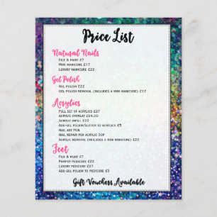 Colourful Glitter Price List Nails Services Flyer