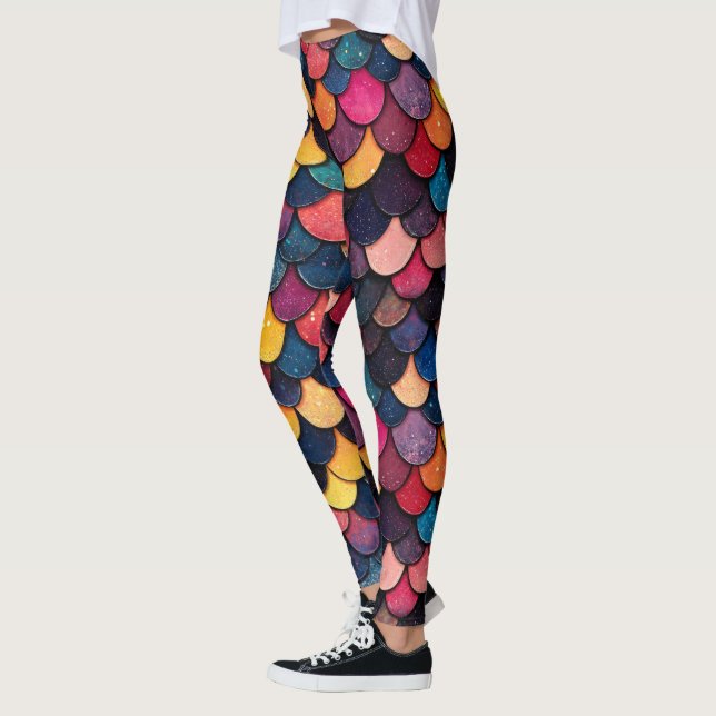 Colourful Glitter Scale Pattern Leggings (Left)