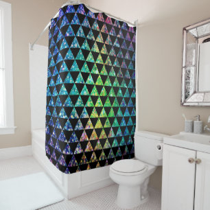 Colourful Glitter Texture & Black Triangles Patter