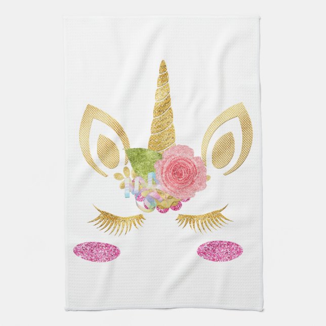 Colourful Glitter Unicorn Kitchen Towel (Vertical)