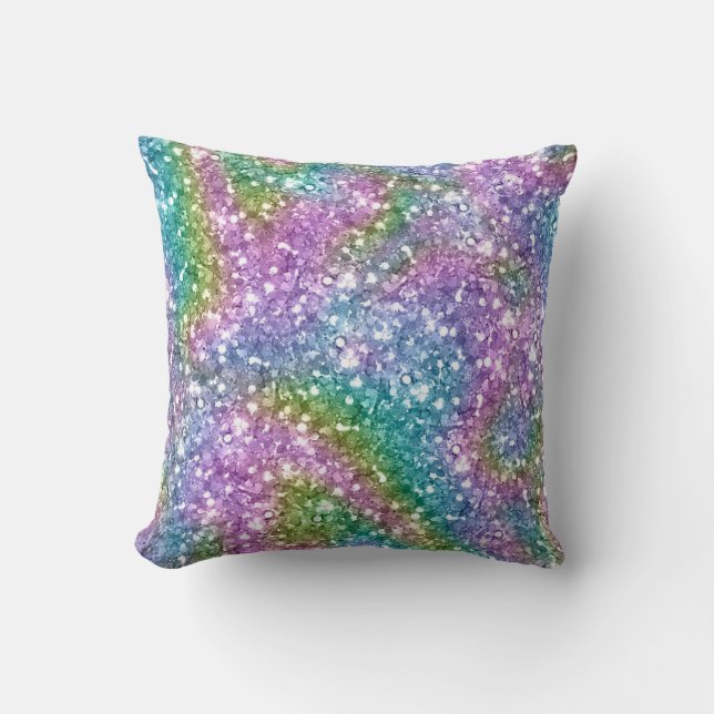 Colourful Glittering Abstract Throw Pillow (Front)