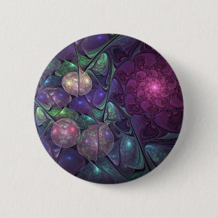 Colourful Glittering Modern Abstract Fractal Art 2 Inch Round Button