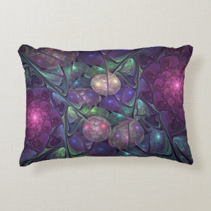 Colourful Glittering Modern Abstract Fractal Art Accent Pillow