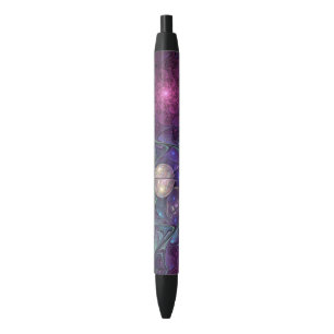 Colourful Glittering Modern Abstract Fractal Art Black Ink Pen