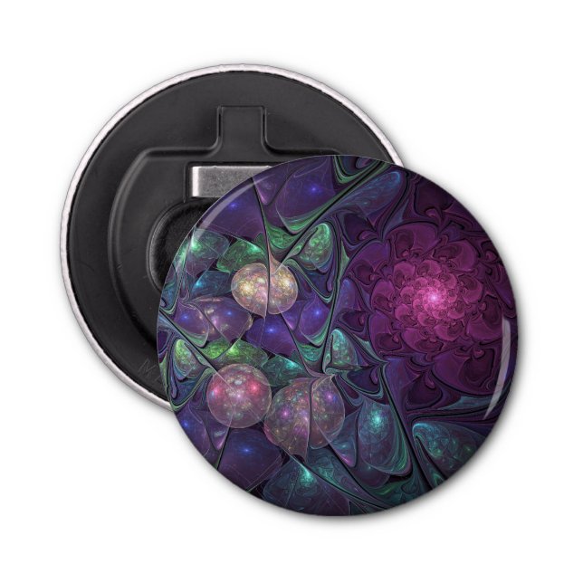 Colourful Glittering Modern Abstract Fractal Art Bottle Opener (Front)