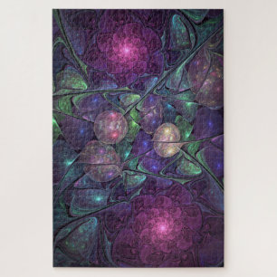 Colourful Glittering Modern Abstract Fractal Art Jigsaw Puzzle