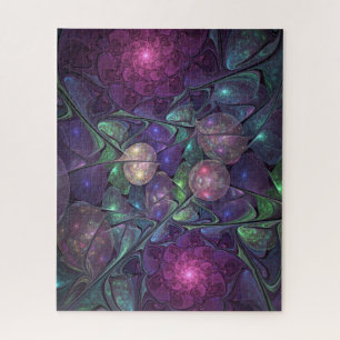 Colourful Glittering Modern Abstract Fractal Art Jigsaw Puzzle