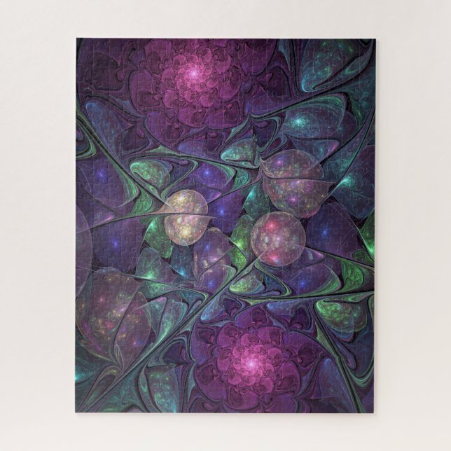 Colourful Glittering Modern Abstract Fractal Art Jigsaw Puzzle (Vertical)