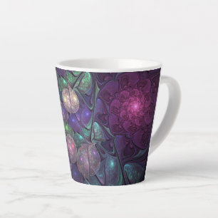 Colourful Glittering Modern Abstract Fractal Art Latte Mug