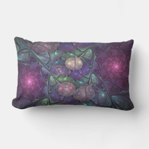 Colourful Glittering Modern Abstract Fractal Art Lumbar Pillow
