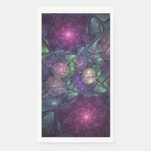 Colourful Glittering Modern Abstract Fractal Art Napkin