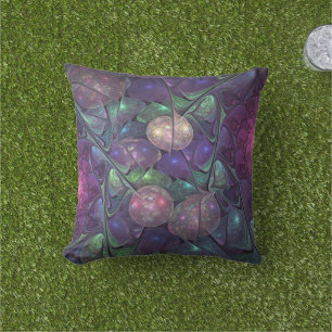 Colourful Glittering Modern Abstract Fractal Art Outdoor Pillow