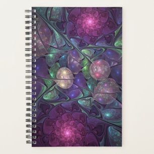 Colourful Glittering Modern Abstract Fractal Art Planner