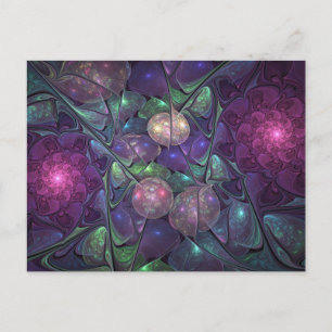 Colourful Glittering Modern Abstract Fractal Art Postcard