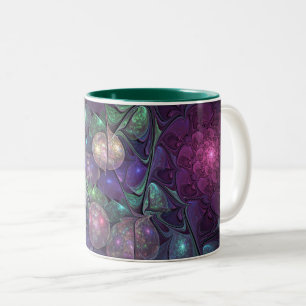 Colourful Glittering Modern Abstract Fractal Art Two-Tone Coffee Mug