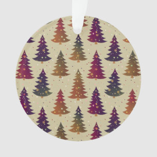 Colourful Glittery Christmas Tree Repeating Patter Ornament