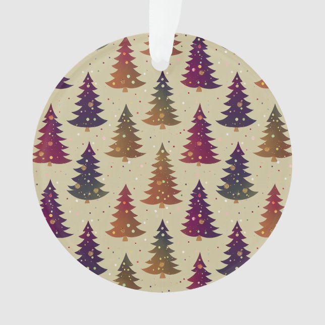 Colourful Glittery Christmas Tree Repeating Patter Ornament (Front)
