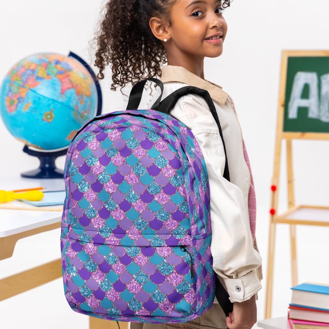 Colourful glittery mermaid scales pattern printed backpack (Creator Uploaded)
