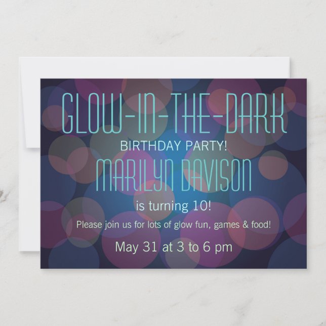 Colourful Glow in the Dark Party Invitation (Front)