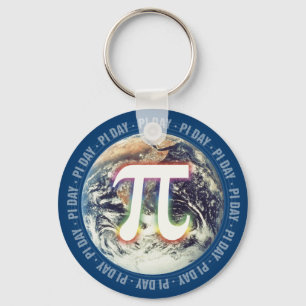Colourful Glow Pi Day on Earth   Math Keychain