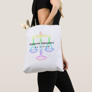 Colourful Glow Scales of Justice   Lawyer Tote Bag