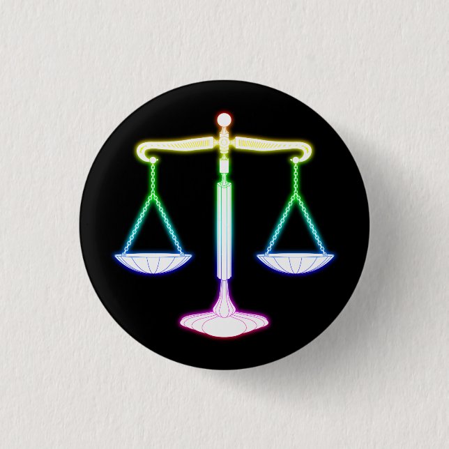 Colourful Glow Scales of Justice | Unique Gifts 1 Inch Round Button (Front)