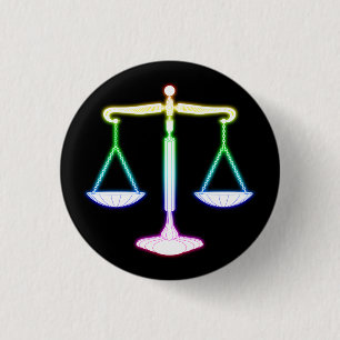 Colourful Glow Scales of Justice Unique Gifts 1 Inch Round Button