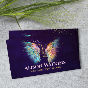 Colourful glowing Angel wings cards 