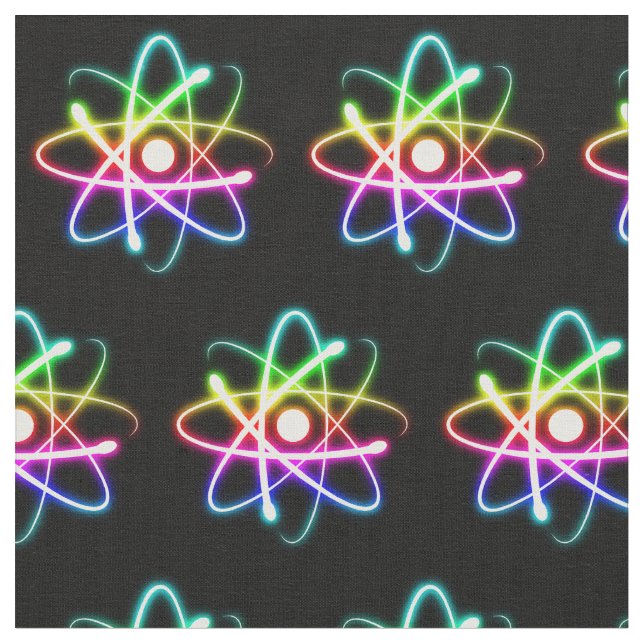 Colourful Glowing Atom (001) Fabric (Close Up)