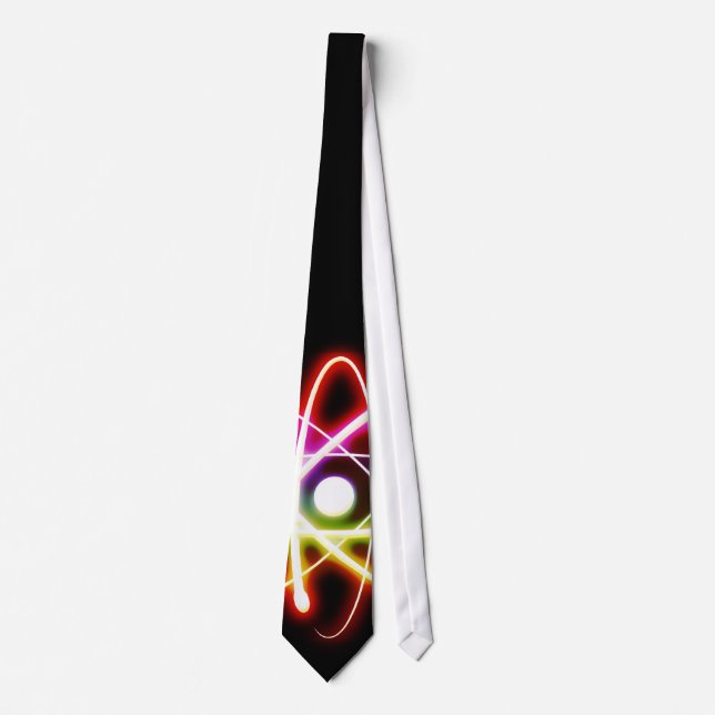Colourful Glowing Atom | Black Geek Gifts Tie (Front)