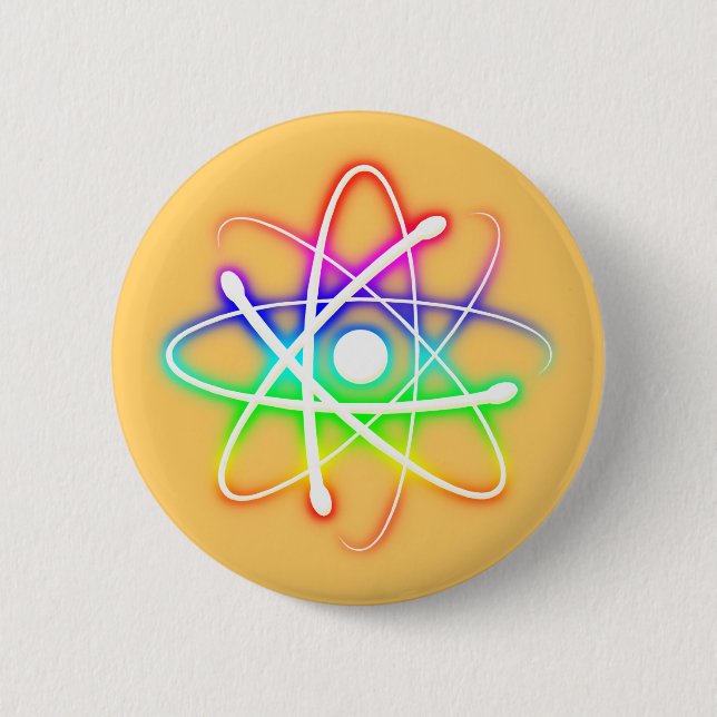 Colourful Glowing Atom - Button (Front)