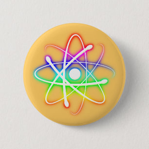 Colourful Glowing Atom - Button