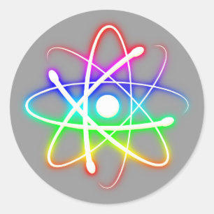 Colourful Glowing Atom Classic Round Sticker