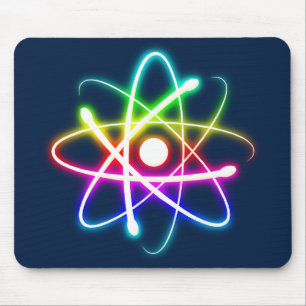 Colourful Glowing Atom - dark blue Mouse Pad