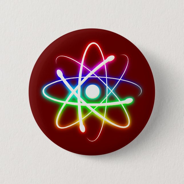 Colourful Glowing Atom | Geek 2 Inch Round Button (Front)