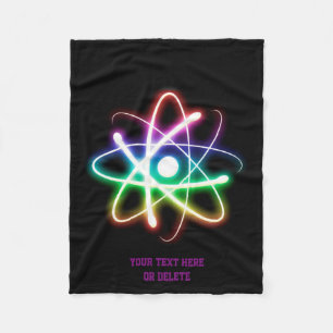 Colourful Glowing Atom   Geek Gifts Fleece Blanket