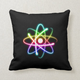 Colourful Glowing Atom   Geek Gifts Throw Pillow