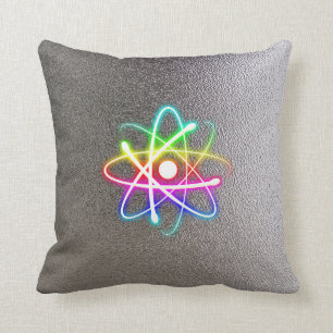 Colourful Glowing Atom   Geek Gifts Throw Pillow