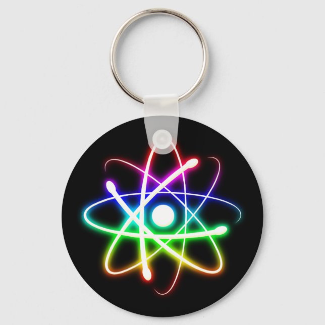 Colourful Glowing Atom | Geek Keychain (Front)