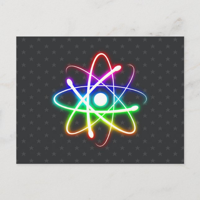 Colourful Glowing Atom - Greetings Postcard (Front)