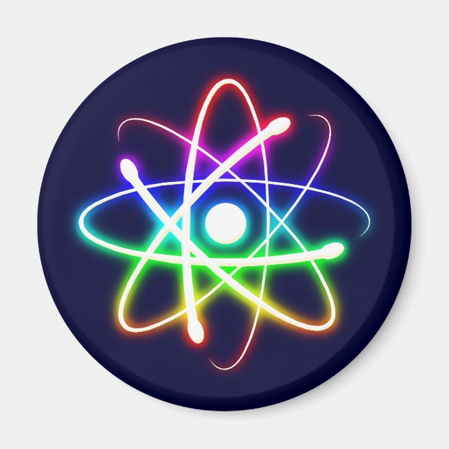 Colourful Glowing Atom Magnet (Front)