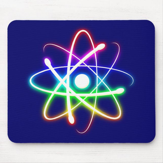 Colourful Glowing Atom Mouse Pad (Front)