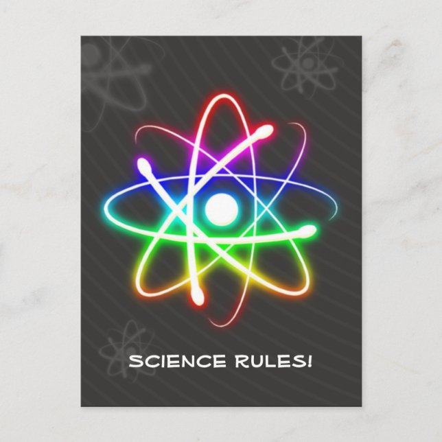 Colourful Glowing Atom Postcard (Front)