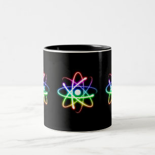 Colourful Glowing Atom Two-Tone Coffee Mug