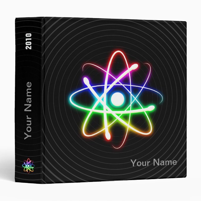 Colourful Glowing Atom - unique Binder (Front/Spine)